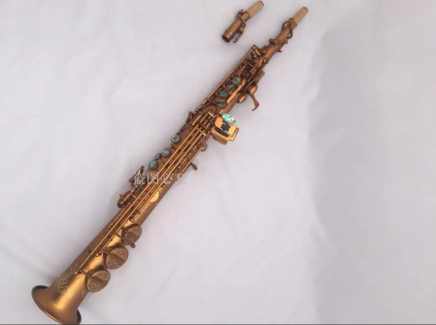 

New Professional B(B) Soprano Saxophone High Quality Music Instrument Brass Gold Plated Sax abalone Button