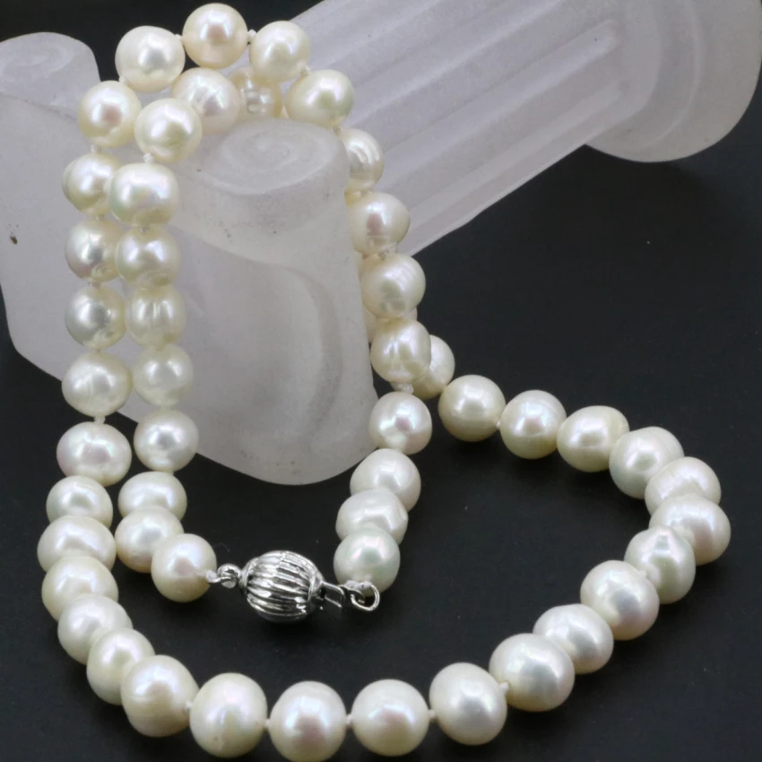 Wholesale price 8-9mm natural white pearl freshwater cultured genuine beads necklace for women jewelry chain choker 18inch B3234