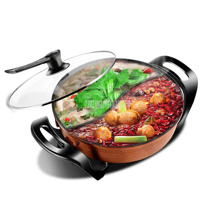 

5L 1500W 2-Flavor Multifunctional Electric Hotpot Cooker Non-Stick Coating Frying Pan Stewing Soup Stir-fry Multi Cooker 220V