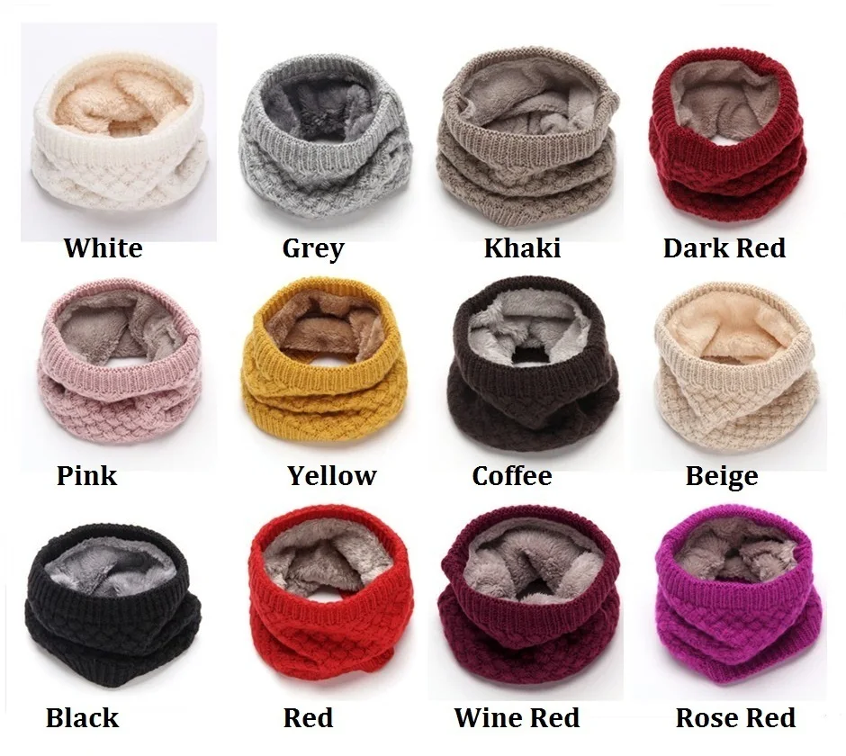 Female Warm Cashmere Tube Scarf Children Knitted Cowl Neck Shawls Wraps Scarves Men Women Winter Scarf Wool Collar Neck Warmer