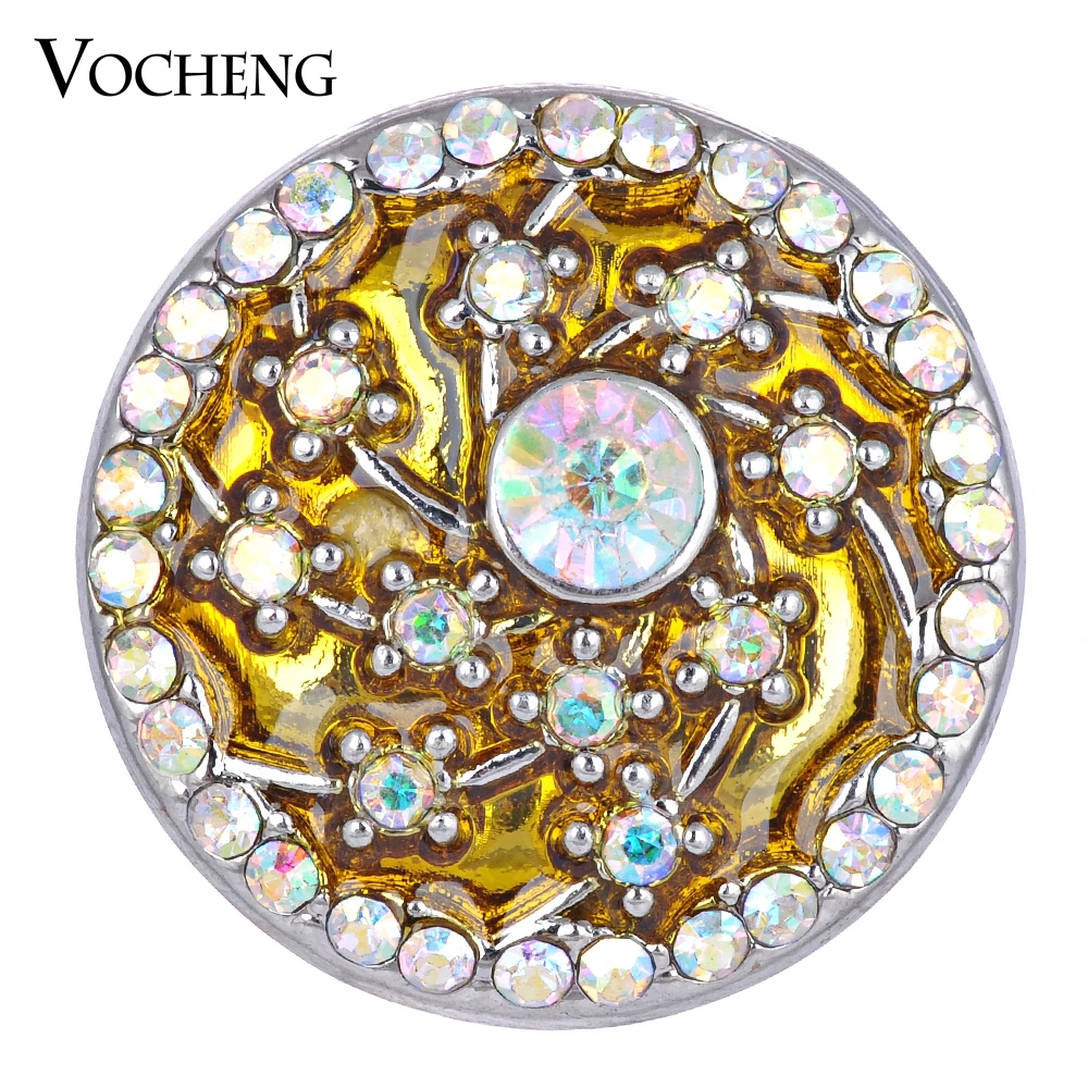 Vocheng Interchangeable Jewelry Flower Snap Charms 18mm 3 Colors Inlaid Crystal Vn-1629