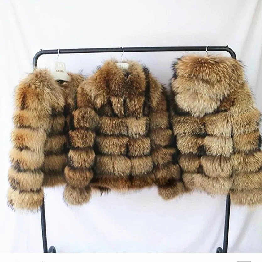 Women's Natural Raccoon Fur Jacket, Real Raccoon Fur Sleeves, Two-in-one Vest, Warm, Winter Fashion, New,