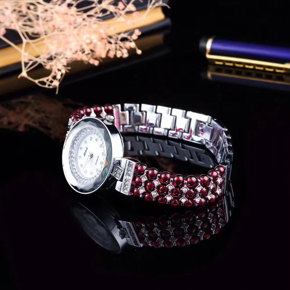 natural garnet stone beads bracelet & 33mm watch DIY jewelry for woman for gift for summer beach for gift !