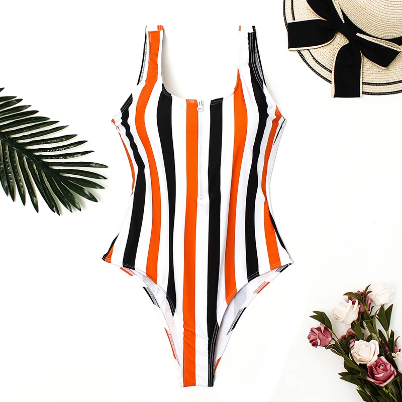 

2021 Sexy One Piece Swimsuit Female Jumpsuit Swimwear Women Swimsuits Fused Push Up Bikini Bathing Suit Striped Bather Beach