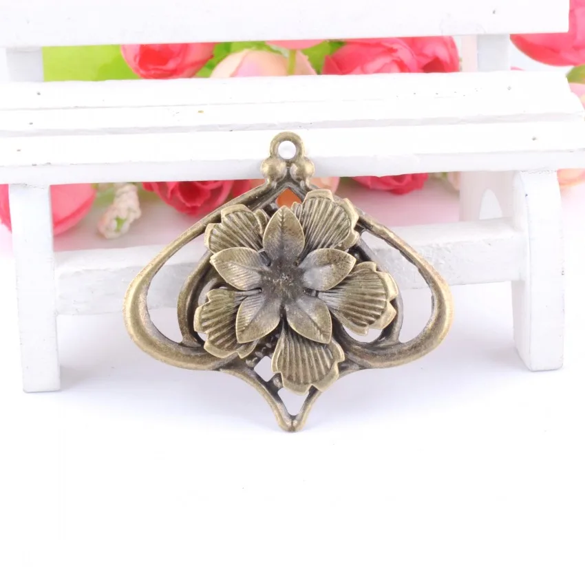 20PCs Antique Bronze Filigree Flower Lantern Charm Pendants Wraps Connnector Embellishments Gift Decoration DIY 5.5x5cm