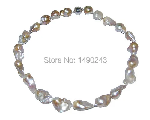 17 inches 15-22mm Natural Lavender Baroque Pearl Necklace with Magnetic Clasp