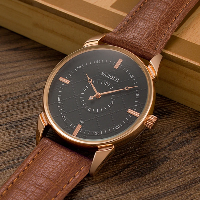 YAZOLE – montre de luxe pour hommes, étanche, bracelet en cuir, horloge