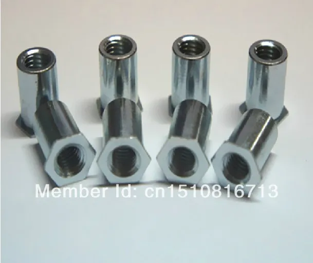 100Pcs Hole Through Carbon Steel M4x4/5/6/7/8/9/10/12/14/15/16mm Plates Punching Hex Insert Rivet for Nuts