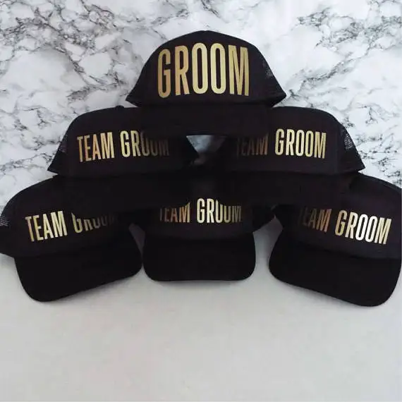 CUSTOMIZE TEAM GROOM wedding groomsmen Bachelorette Stag Party Mesh Trucker Snapback trucker hats caps gifts favors decoration