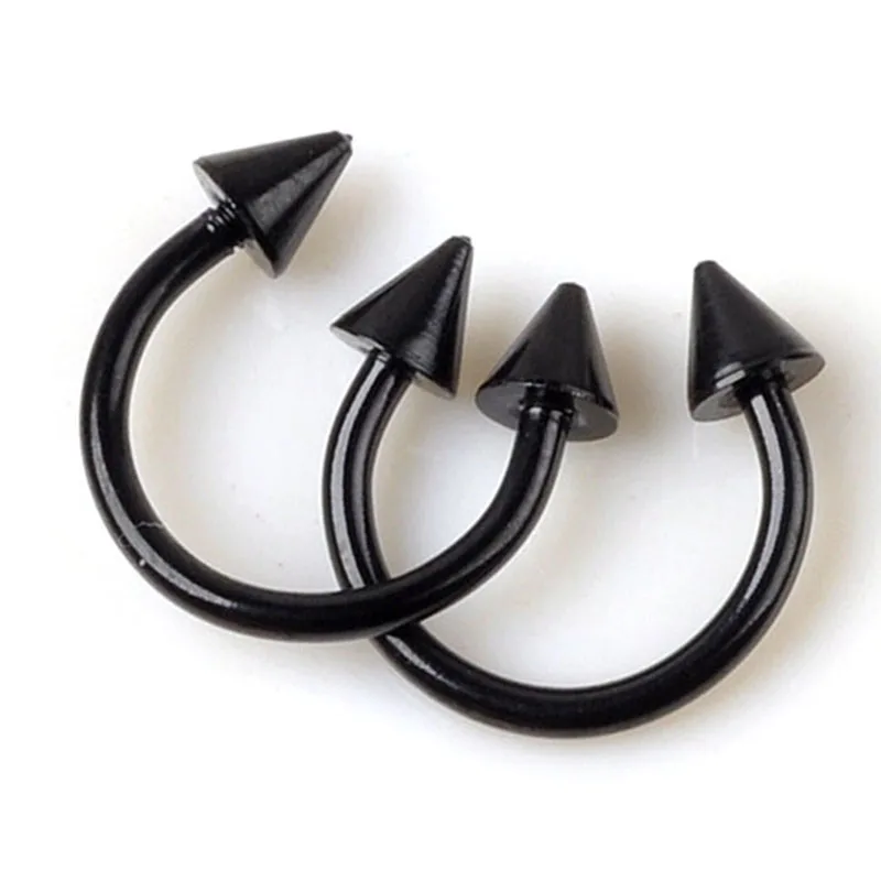 Cone Spike Horseshoe Circular Ring 5pcs Surgical Steel Labret Nipple Hoops Nose Septum Eyebrow Piercing Body Jewelry 8mm 10mm