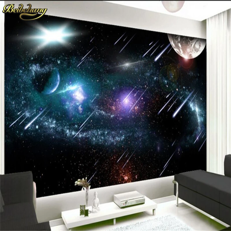 beibehang Custom Photo Wallpaper Mural Wall Sticker Meteor Space Star Earth Space Outer Galaxy Wishing TV Background Wall