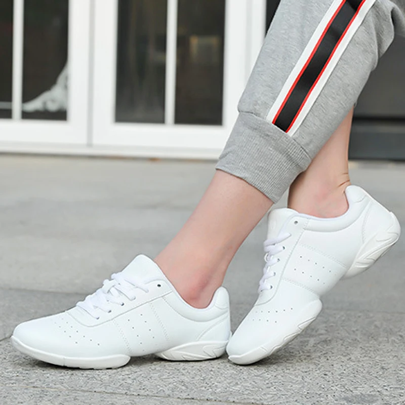 Adult Dance Sneakers Women\'s White Jazz/Square Dance Shoes Competitive Aerobics Shoes Fitness Gym Shoes Plus Size 33-45