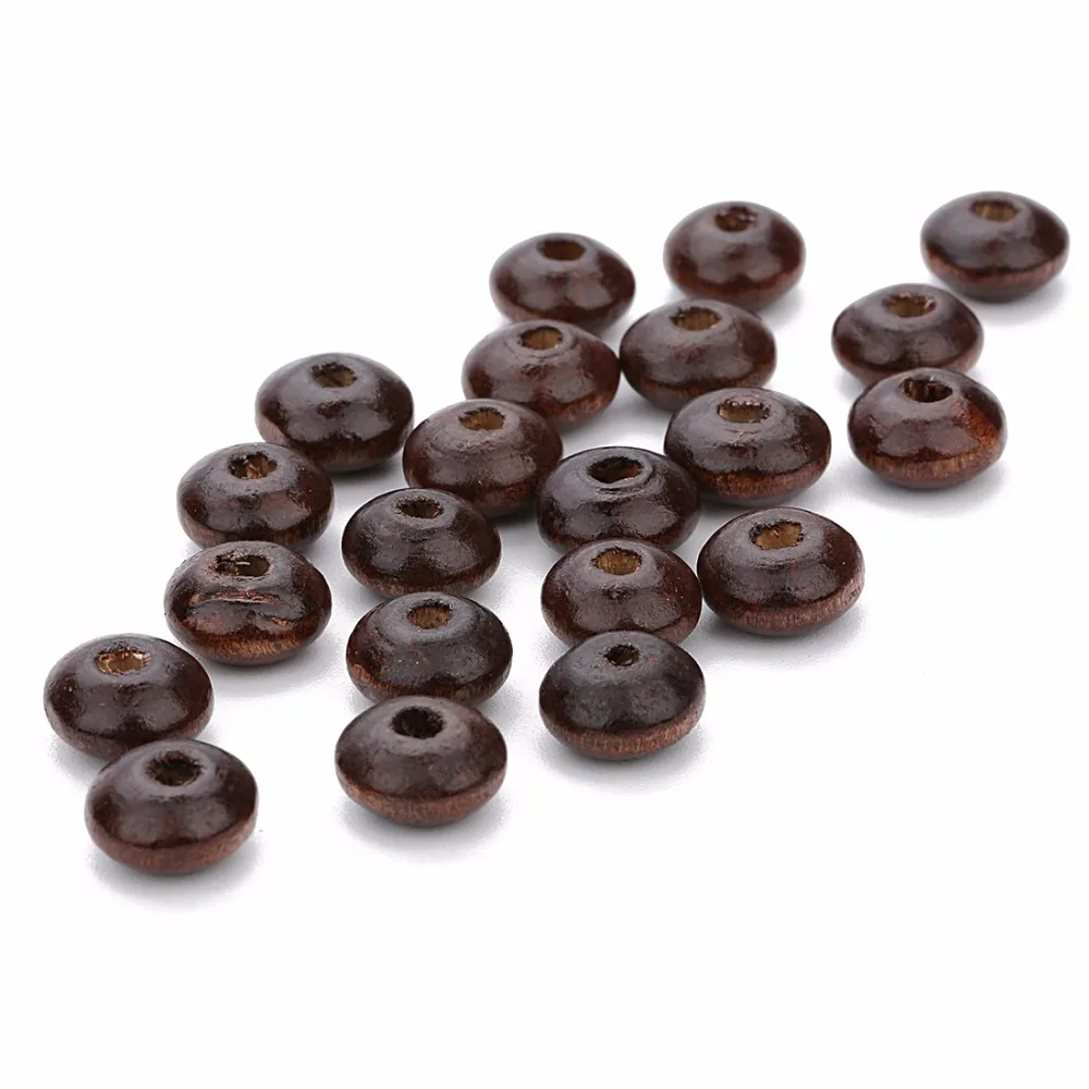 LOULEUR 200pcs 7x12mm Natural Deep Brown Wooden Beads Abacus Loose Spacer Beads for DIY Necklace Bracelet Jewelry Makings