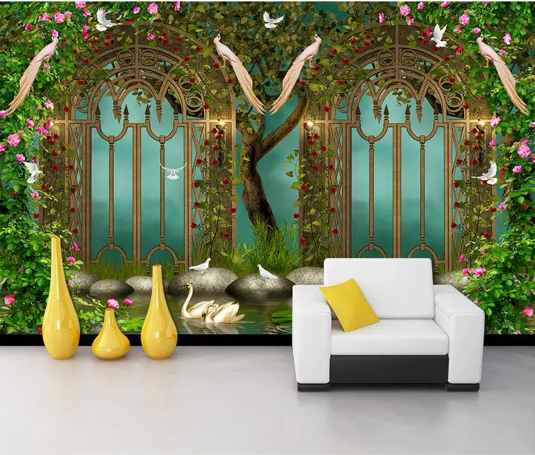 

custom nonwoven wallpaper Pastoral Flower Wonderland 3 d photo wallpaper for living room 3d stereoscopic wallpaper