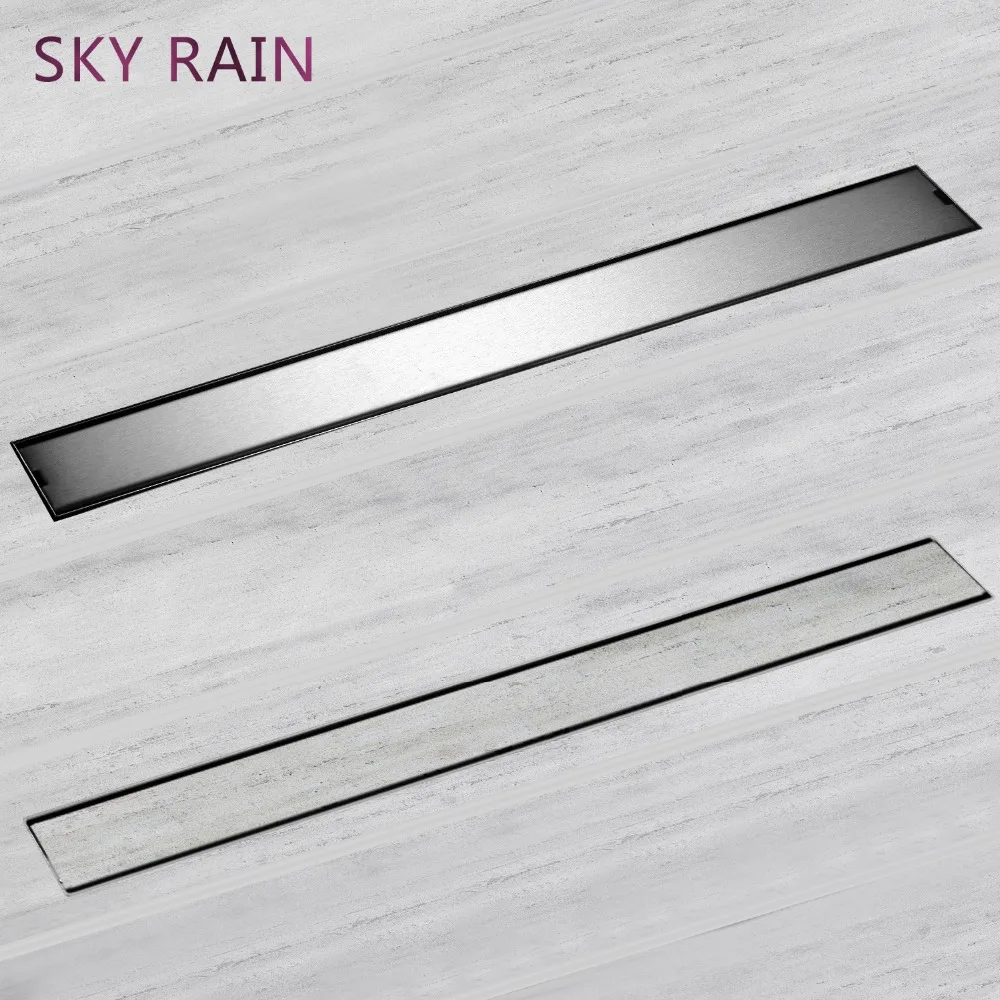 SKY RAIN-drenaje de suelo lineal para baño, resistente a olores, rectangular de 60 /80 /100 /120 CM, drenaje de suelo largo Invisible de acero