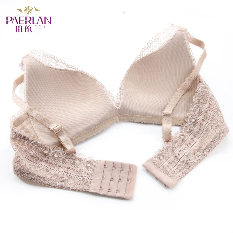 PAERLAN Small Breast Seamless  Push Up Sexy Lace Floral Bra Wire Free Retractable Chest Adjustable Upper Underwear Women 3/4 Cup