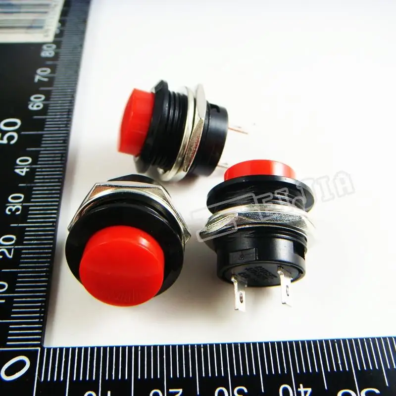 

R13-507 Button color Red 3A/250VAC OFF-ON 2Pin Non Self-locking Push Button Switch (Self reset switch) 100Pcs/lot