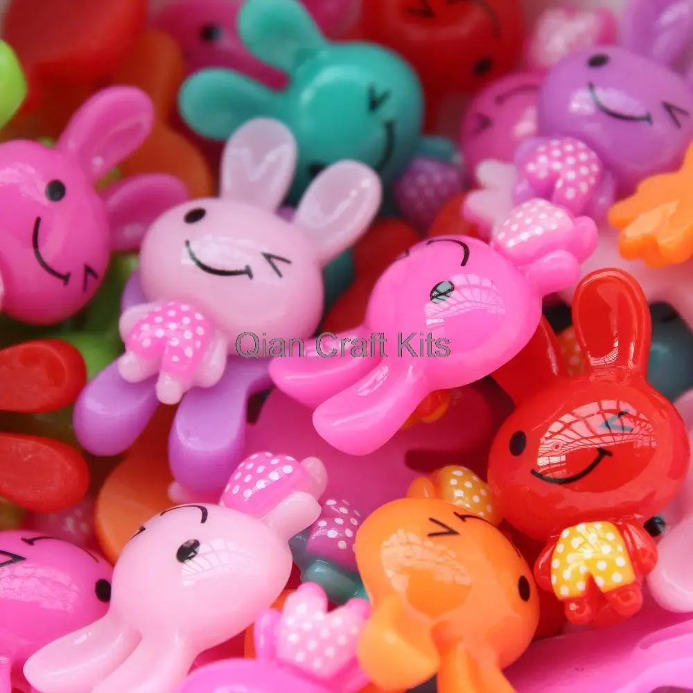 200pcs mixed colors rabbit Resins cabochon flatback 23mm Easter Bunny Resins DIY Hair Acessories Supplies