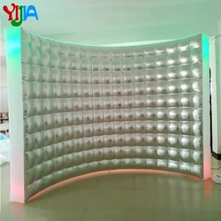 Gold Or Silver Nice design inflatable photo booth backdrop LED wall with 2pcs LED Strips lights for party wedding advertising