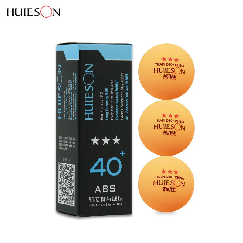 3pcs/pack Huieson Professional Plastic Ping Pong Ball 40+mm 3 Star New Material ABS Table Tennis Balls Table Tennis Accessories