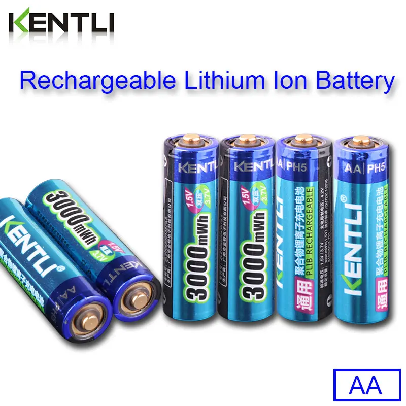 KENTLI 6 pz/pacco batterie agli ioni di litio Ad Alta Capacità di trasporto libero 3000mWh 1.5 V batteria ai polimeri di litio ricaricabile batteria AA