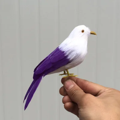 

about 15cm simulation bird purple&white feathers bird model,polyethylene & furs handicraft, garden decoration gift h1023