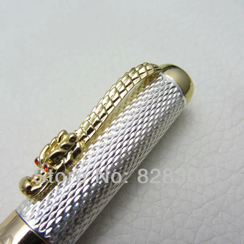 2pcs Jinhao high quality silver dragon noble feel heavy medium nib fountain pen+ roller pen shipping