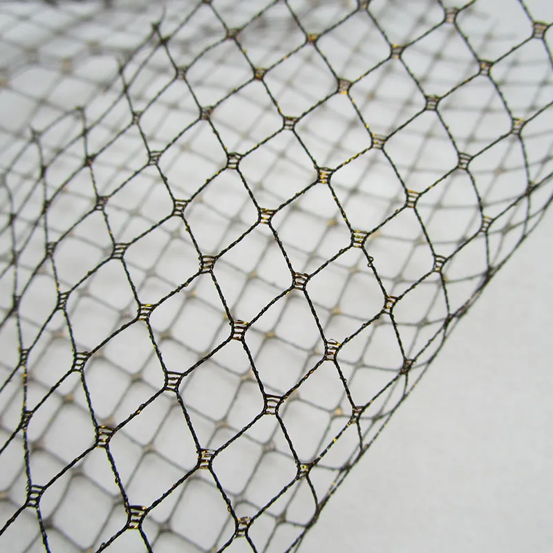 Diamond Lattice Shining Gold Net Fabric, Masquerade, Transparent, Black Veil, Tulle Mesh, DIY Headwear, Hair Hoop, Classic, New