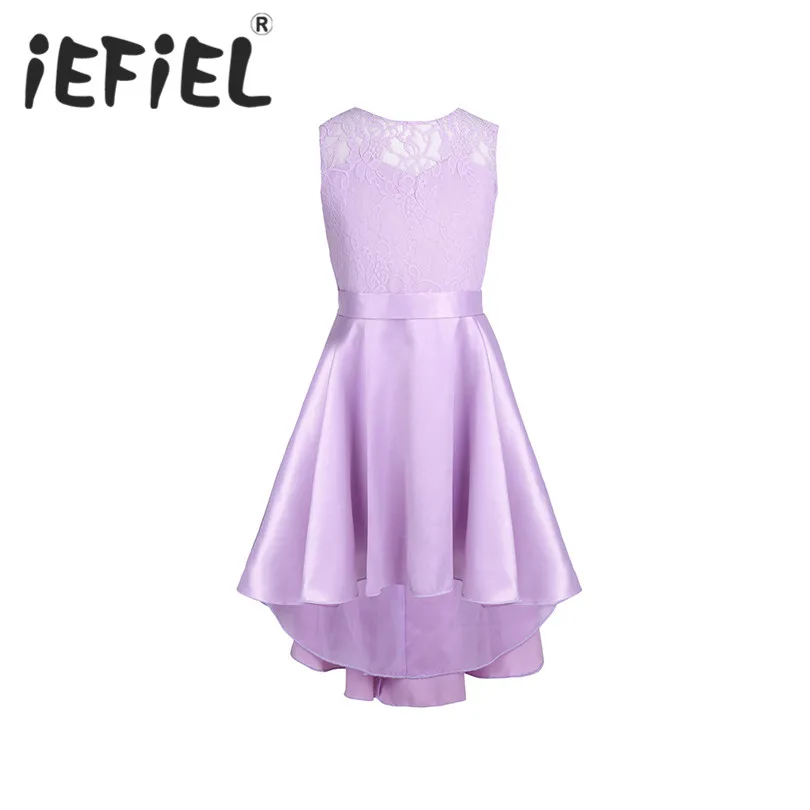 

iEFiEL Girls Children Sleeveless Flower Lace Tulle Princess Dresses for Bridal Wedding Prom Party Formal Occasion Teenage Dress