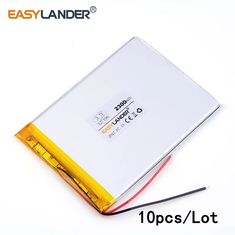 

10pcs /Lot 3.7v lithium Li ion polymer rechargeable battery 327196 2300mah Tablet pc MID IPAQ Power bank DIY