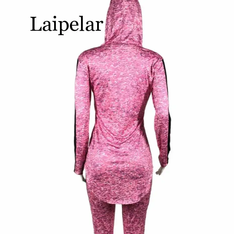 Laipelar Autumn Lady Hot Casual Women 2 Piece Set Solid Hooded Full Sleeve Full Length Age Reduction Women Set