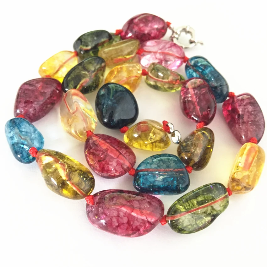 Fashion multicolored irregular simulated tourmaline 12-16mm necklace for women high grade gifts jewelry 18inch GE4110