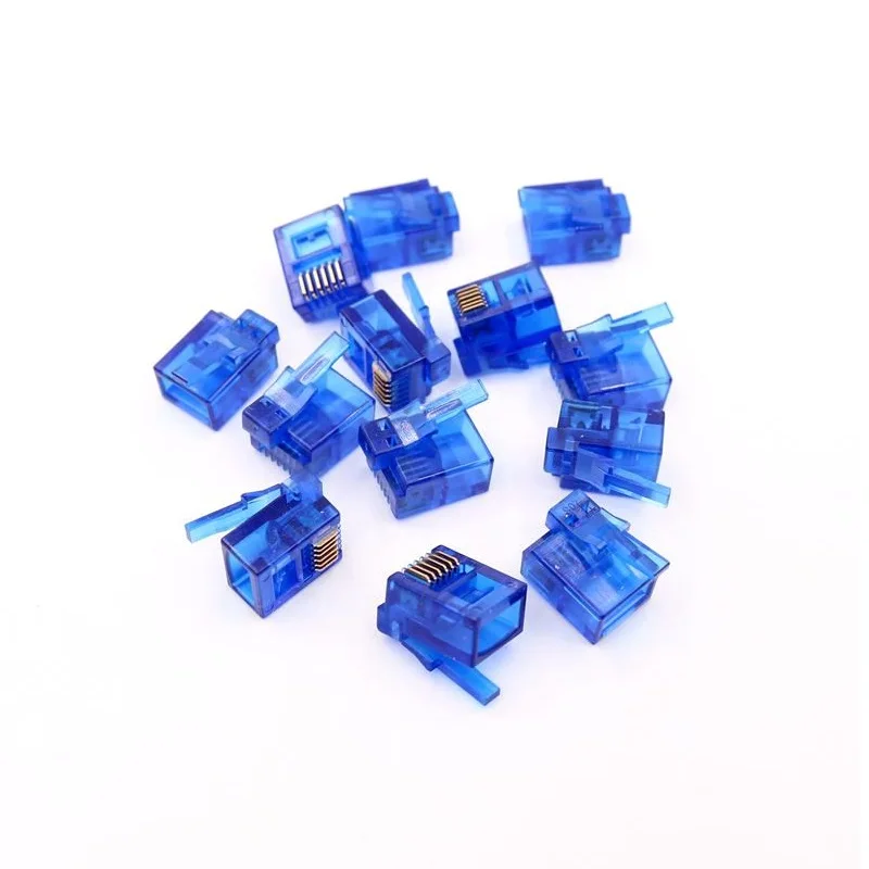 50PCS/lot Colorful RJ12 6P6C Connector Red Blue Green Right Buckle Cable Plug DIY NXT EV3 Cable Plug Crystal Head