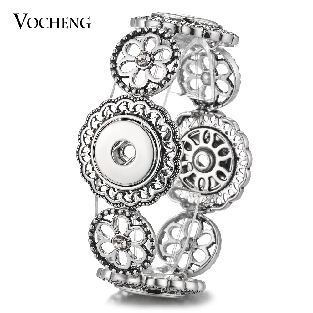 10PCS/Lot Elastic Rope Bracelet Vocheng Ginger Snap Jewelry Fit 18mm Button Flower Vintage Style NN-568*10