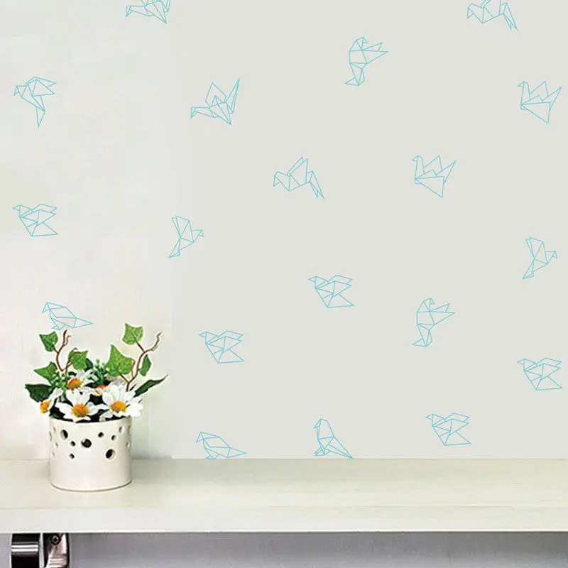 Geometric Origami Birds Wall Decals Nursery Art Decor , Geometric Flying Birds Vinyl Wall Stickers Living Room Modern Wall Decor