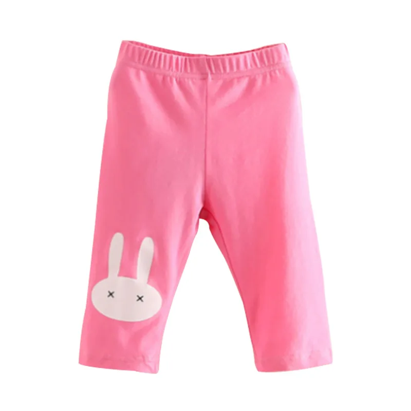 2024 Summer 2 3 4 5 6 8 10 Years Baby Children Candy Color Basic Capri Thin Rabbit Print Little Kids Girls Knee Length Leggings