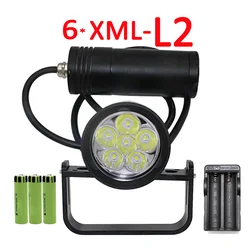 Linterna LED subacuática para buceo, Luz Portátil impermeable, XM-2 6, 3x18650 baterías