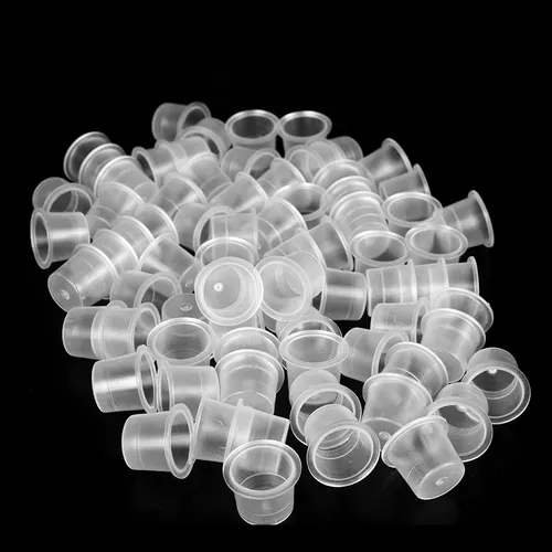 Imagen 2 del producto Accesorios de plástico para tatuaje, vasos de tinta desechables para Microblading, pigmento de maquillaje permanente, tapa de contenedor transparente, S/M/L, 50 unidades