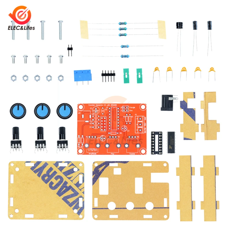 1Hz -1MHz XR2206 generatore di segnali funzione Kit fai-da-te generatori sinusoidali/triangolari/ad onda quadra ampiezza di frequenza regolabile
