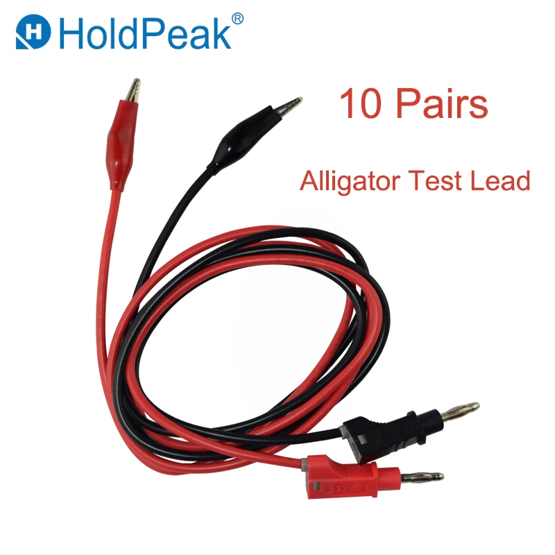 HoldPeak  New 10 Pair Alligator Testing Cord Lead Clip Electrical Clamp to Banana Plug Cable Connector Leads for Multimeter Test