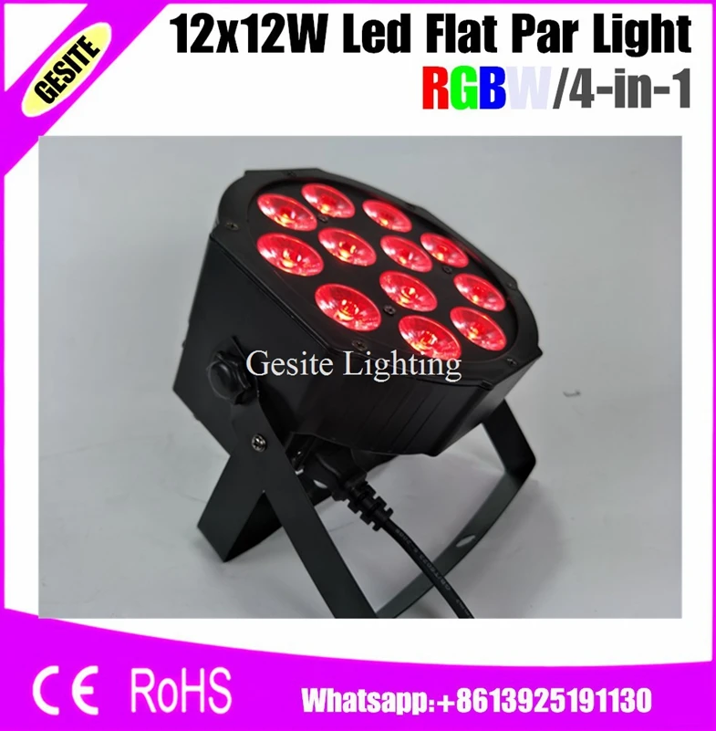 12pcs/LOT 12x12W RGBW Slim Led Par Light Small Lens 4in1 Flat DJ Stage