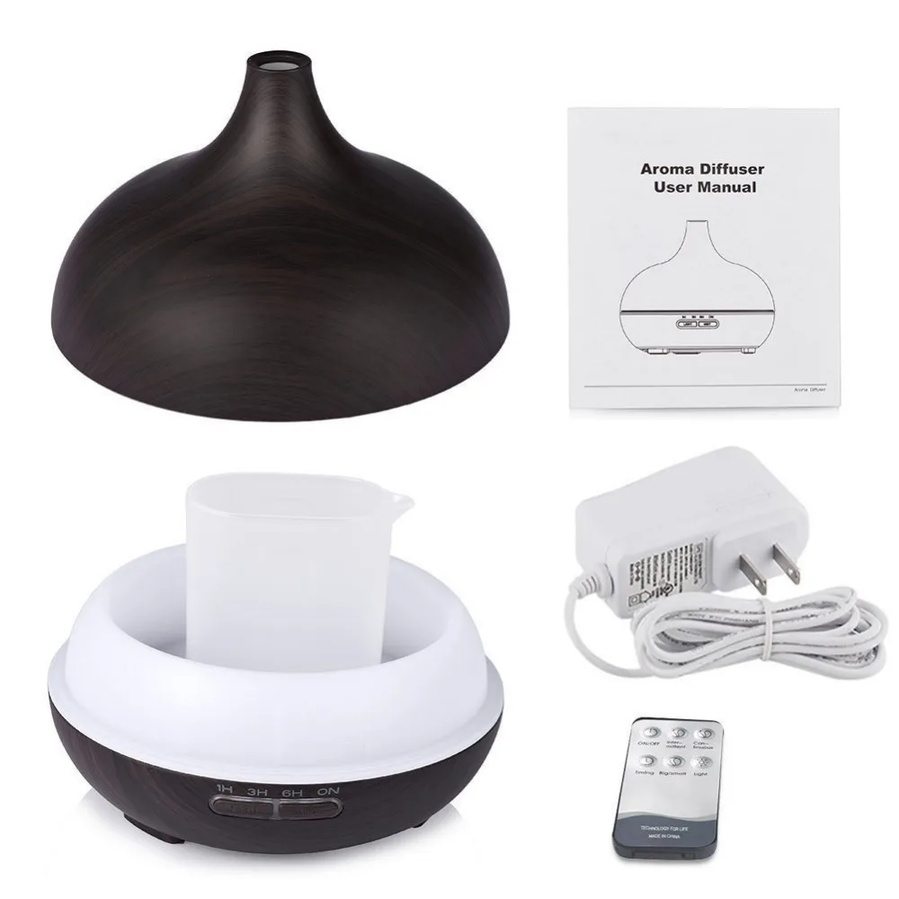 Essential Oil Diffuser Humidifier 550ml Large Capacity Wood Remote Control Aromatherapy Oil Diffuser Ultrasonic Cool Mist Maker