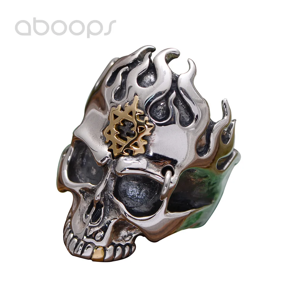 

Punk Bicolor 925 Sterling Silver Skull Head Ring with Star of David for Men Boys,Free Shipping