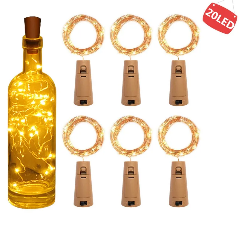 

String led Wine Bottle with Cork 20 LED Bottle Lights Battery Cork for Party Wedding Christmas Halloween Bar Decor Warm White