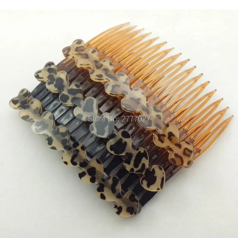 Womens fashion korean hair accessories,16 teeth 7*4.5cm ,plastic hair combs with leopard(NO:SC02)