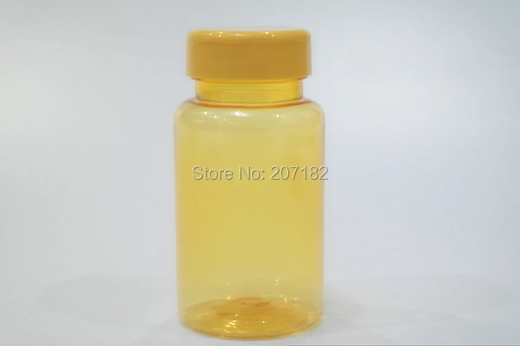 

20pcs 120CC Translucent Yellow Color Solid Plastic Bottle, 120ml PET Bottle, Capsule Bottles With Golden Color Flip Cap