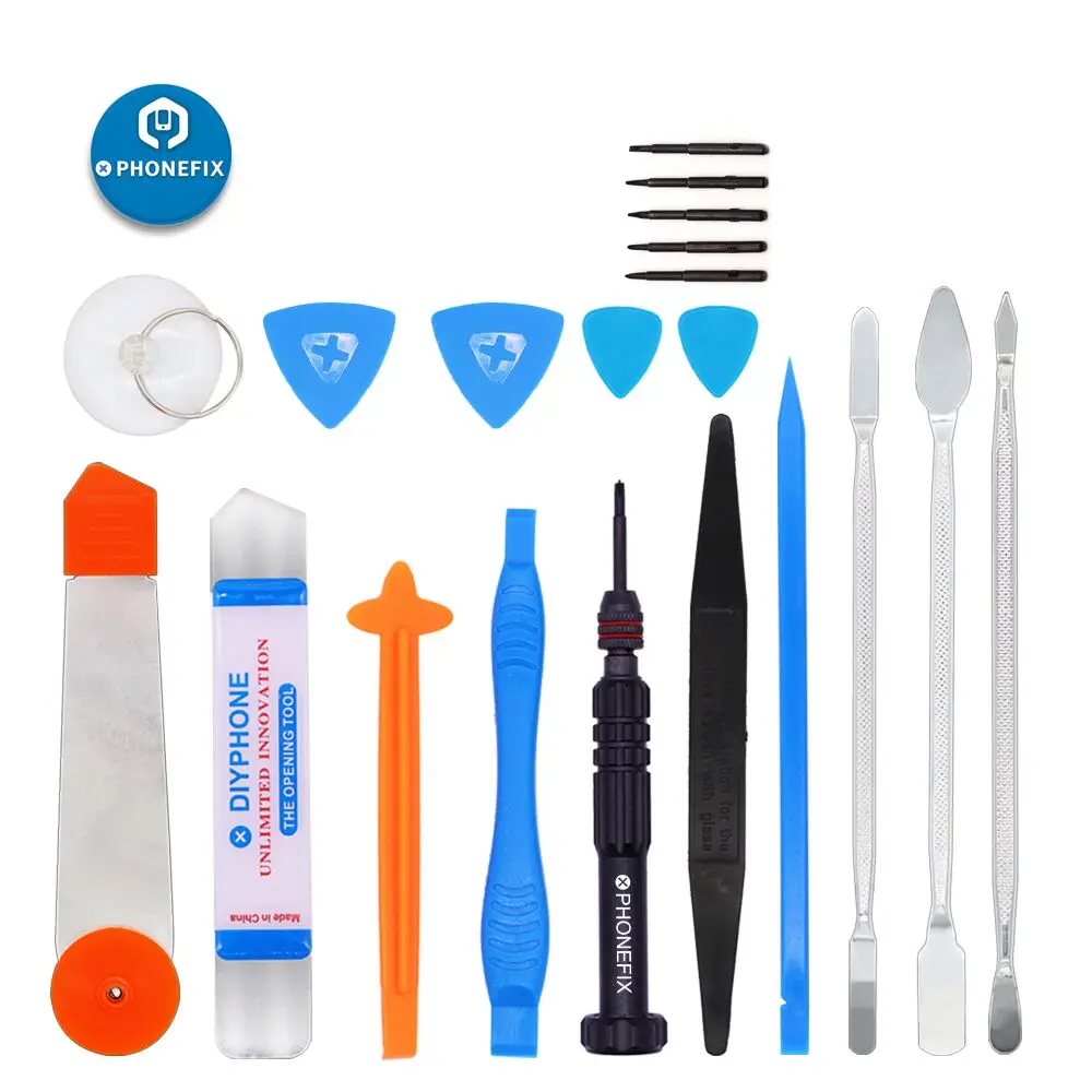 

15 in 1 DIY Phone Disassembly Tool Set Opening Screen Repair Tool Spudgers Suction cup Shovel Crowbar Triangle Pry Blade Pin Key