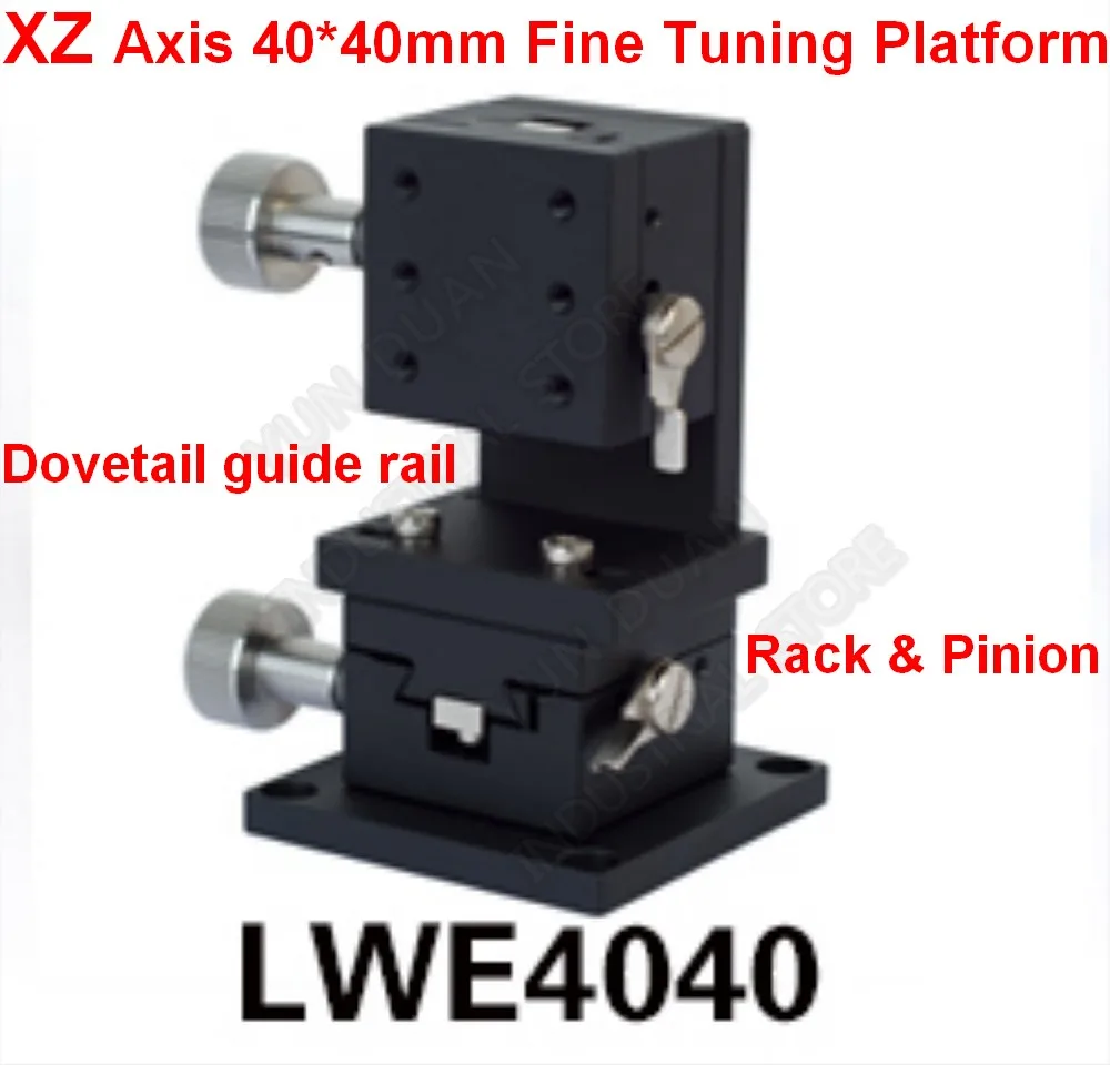 

XZ Axis 40*40mm Manual Displacement Trimming Platform Fine Tuning Sliding Table Lift Dovetail Slot Guide Rack Pinion Optics Lab