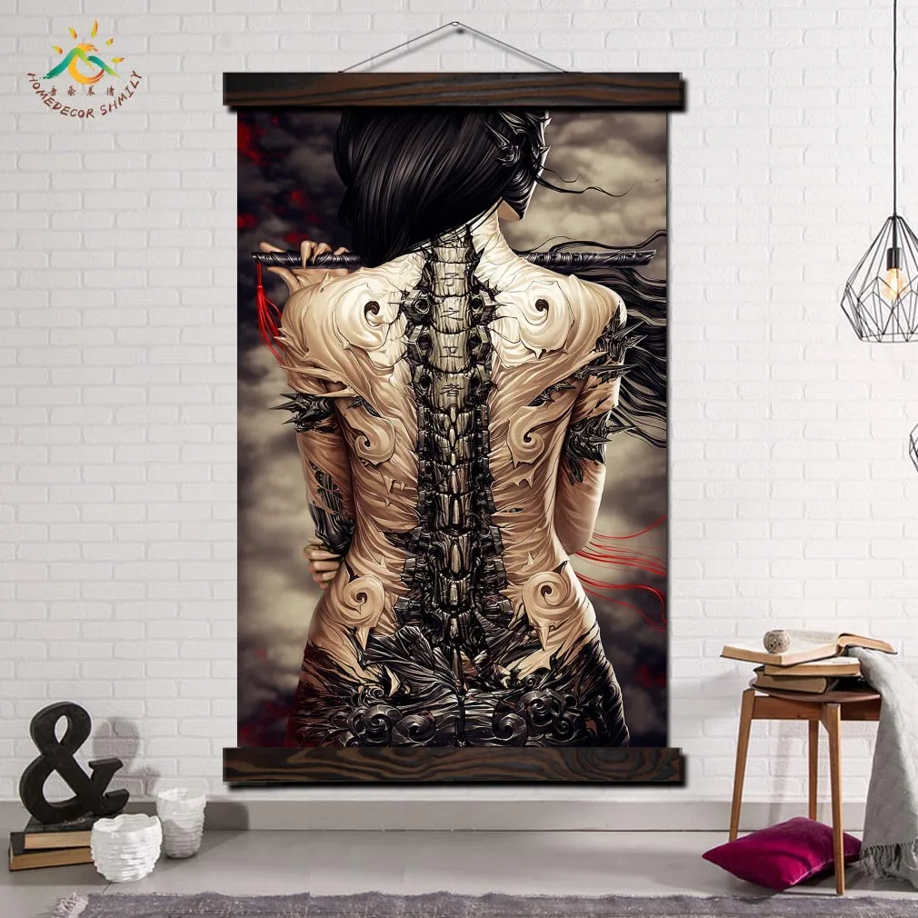 

Fantasy Assassin lady Modern Wall Art Posters and Prints Scroll Canvas Painting Pictures for Living Room