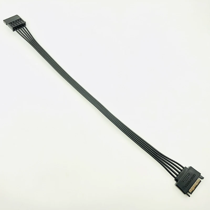 30CM Black Single Sleeved SATA 15Pin Male to Female Power Extension Cable HDD SSD Power Supply Cable SATA Power Cable for PC NEW